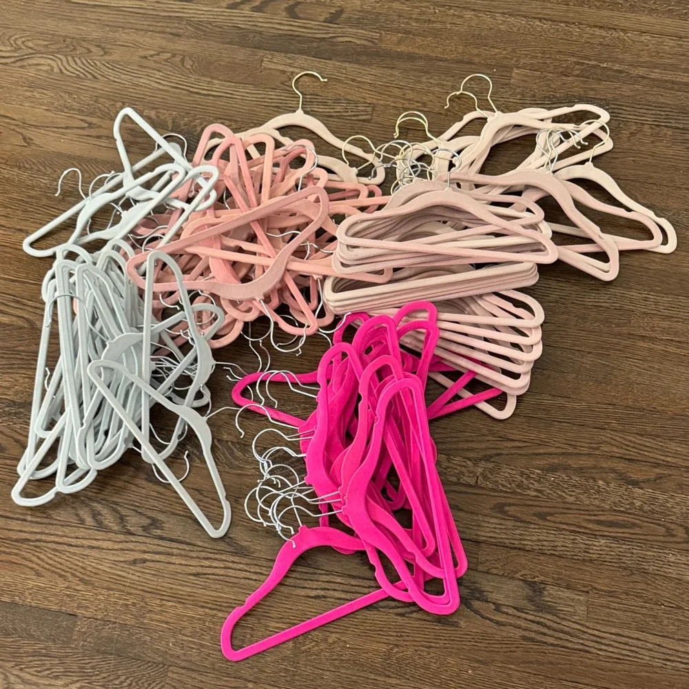 Set of Pink and Gray Velvet Hangers